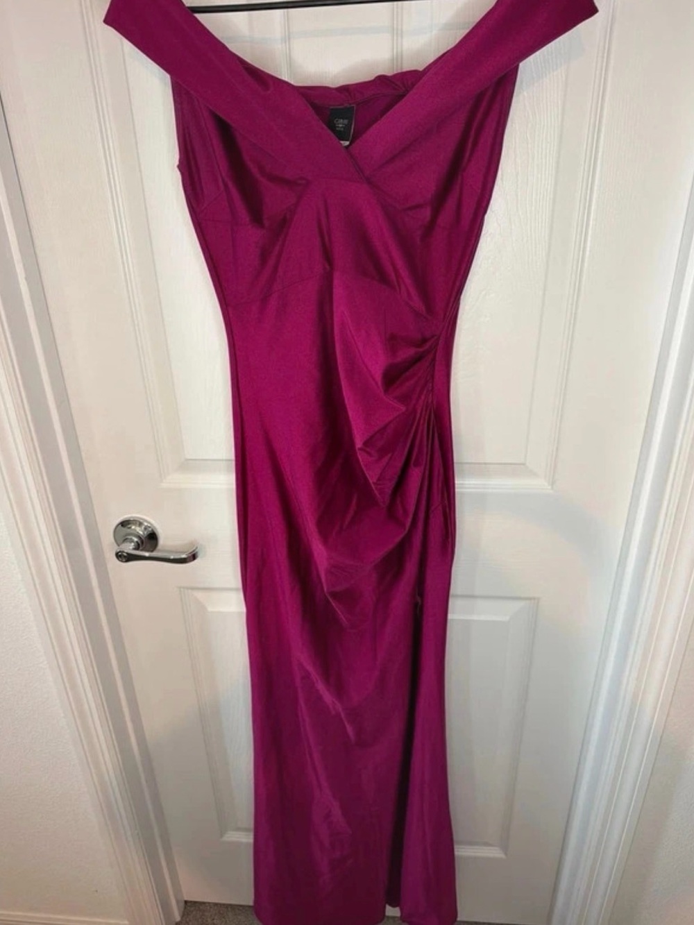 One-Shoulder Magenta Evening Gown
